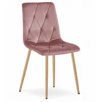 Leobert Eetkamerstoel LIBRA Donkerroze – Houtlook Metalen Poten, Modern Velvet Bekleding, Ergonomisch Design, Max. 120 kg