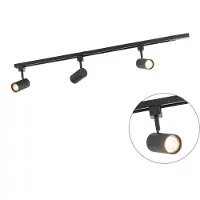 QAZQA Modern railsysteem met 3 spots zwart 1-fase - Iconic Jeana