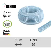 Rehau PVC-slang Raufilam-E, binnendiameter 9 mm, lengte 50 meter, conform DIN53505, max. 16 bar, helder/flexibel - artikelnummer 10285611002