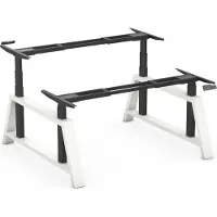 Worktrainer - OakDesk Dubbel Zit Sta Bureau - Hoogte 73,5 - 137,5 cm - Breedte 107,5 - 180 cm - Zwart/Wit - Linak DPG Memory Bediening - In Hoogte Verstelbaar Bureau Duo Onderstel - Elektrisch Frame