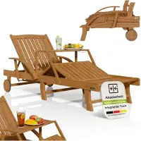 Juskys Ligstoel / Ligbed SunScape - Acaciahout - Verstelbare Rugleuning