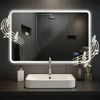 CLP Jericho Badkamerspiegel - met verlichting - met verwarming - vierkant - anti-condens wandspiegel - LED dimbaar - met Bluetooth - helder/glas