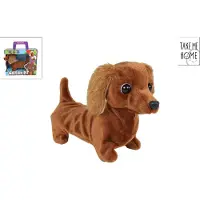 Take Me Home pluche loophond teckel 19cm speelgoed hond bruin.