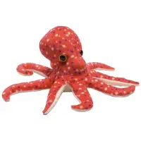 Wild republic knuffel octopus junior 18 cm pluche rood