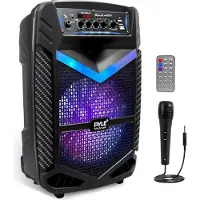 Pyle Bluetooth Luidspreker-Draagbare Speaker met Wielen-600 W-Knipperende Lichten- Afstandsbediening-Stroomadapter en Bekabelde Microfoon