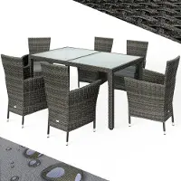 Casaria Polyrotan Tuinset 7-delig Grijs/Antraciet
