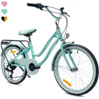 Sun baby Heart Bike Fiets voor een meisje van 6 tot 10 jaar, 20 inch Munt, 6 versnellingen Shimano, kinderfiets in hoogte verstelbaar