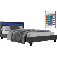 Juskys Gestoffeerd bed Verona - 120 x 200cm - Donkergrijs - LED Verlichting