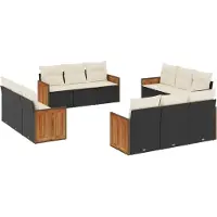 vidaXL 12-delige Loungeset met kussens poly rattan zwart
