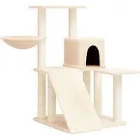 Syfax Kattenmeubel met sisal krabpalen 82 cm crèmekleurig