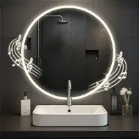 CLP Laconia Badkamerspiegel - met verlichting - met verwarming - rond - anti-condens wandspiegel - LED dimbaar - met Bluetooth - helder/glas