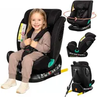 Lionelo Autokindermeubel Bastiaan One i-Size, geschikt vanaf de geboorte tot 12 jaar, van 0 kg tot 36 kg, Dri-Seat, 360 graden - Zwart Carbon