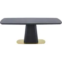 Vente-unique Eettafel voor 8 personen met essen fineer en metaal - Zwart en goud - DYLORA