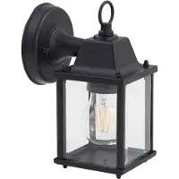 LINDBY buitenwandlamp Rurik, zwart, glas, aluminium, E27