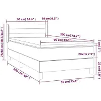 vidaXL Boxspring met matras fluweel donkerblauw 90x200 cm