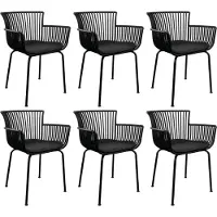 Kick Collection Set van 6 tuinstoelen "Otis" - Zwart - Kunststof - Verkrijgbaar in diverse kleuren