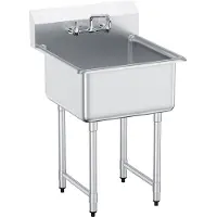 Vevor RVS keukenspoelbak 686 x 610 x 1041 mm, RVS spoelbak met kraan 104 kg draagvermogen, RVS spoelbak Keukenspoelbak Vrijstaande spoelbak