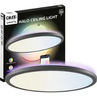 Calex Slimme plafondlamp Smart HALO, dimbaar, zwart, Woon-/ Eetkamer, Kunststof, Modern, Slimme plafondlamp