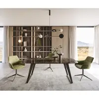 DELIFE Eettafel Edge Boot Keramiek Emperador Extra Lucidato Donkerbruin 200x100 Metaal effectafwerking Titanium schuin