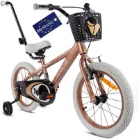 Sun baby 16-inch kinderfiets voor jongens, met stuur, stabilisatorwielen, mandje, merk Verdant, model Rowan, kleur cappuccino