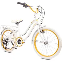Sun baby Heart Bike Fiets voor een meisje van 6 tot 10 jaar, 20 inch Wit goud, 6 versnellingen Shimano, kinderfiets in hoogte verstelbaar