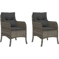 vidaXL Tuinstoelen 2 st met kussens poly rattan grijs