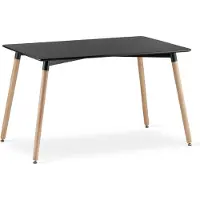 Leobert Eetkamertafel ADRIA 120x80 cm Zwart – Industriële Stijl – Keukentafel – Rechthoekige Eettafel – Houten Poten – MDF Blad – Keuken | Eetkamer | Woonkamer
