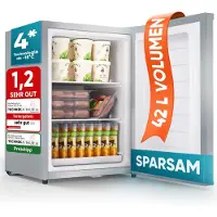 Stillstern Mini vriezer - Klein & Stil - 42 l, mini-diepvrieskist -18 °C met ijsblokjesbakje & slot - Deurscharnier rechts/links - 4-sterren diepvrieskast kleine diepvriezers [energieklasse E]