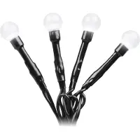 Konstsmide - LED-globelichtketting, ronde LED's, 80 helder witte LED's, 24V transformator voor buitengebruik, zwarte kabel; artikelnummer: 3691-207