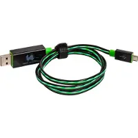 RealPower 187656 USB-kabel USB 2.0 USB-A stekker, USB-micro-B stekker 0.75 m Groen Met LED