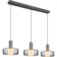 Globo Strakke hanglamp Grant grijs 3-lichts