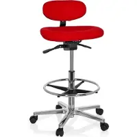 Hjh OFFICE WORK MF - Werkstoel / werkkruk/ verhoogde bureaustoel Rood
