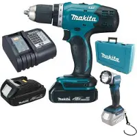 Makita DDF453SYEL accuschroefboormachine met LED-lamp, 18V/1,5Ah