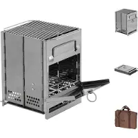 Fox Outdoor Rocket Stove - Buitenkachel - RVS - opvouwbaar met grill - small - ca. 27 x 20 x 20 cm (H x B x D)
