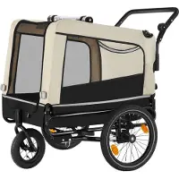 TecTake - Hondenkar WoofRider fietskar - beige - inklapbaar, tot 40 kg - hondenbuggy hondenwagen - 404945