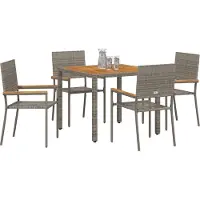 Syfax Tuin eettafelset 5 st Grijs poly rattan
