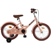 Nogan Dutchy Kinderfiets 16 Inch - Met Zijwieltjes - Verstelbaar Stuur & Zadel - Terugtraprem & V-Brake - Mat Roze