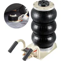 Vevor Pneumatische Draagbare Krik met Drie Zakken, 3 ton, Hefhoogte 140-450 mm, Krik met Zakken, 5 Minuten Hefhoogte, Krik met Korte Handgreep, Wit