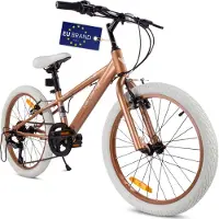 Sun baby Verdant Bike Kinderfiets voor jongens van 6 tot 10 jaar, 20 inch Cappuccino, wielmaat te kiezen uit 6 versnellingen Shimano, in hoogte verstelbaar