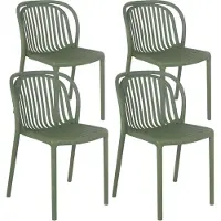 Oviala - Set van 4 olijfgroene kunststof terrasstoelen - Copenhague
