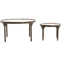 Light & Living ELI salontafel set van 2 Ø85x42 cm crème antiek brons -