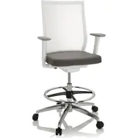 Hjh OFFICE ASPEN WORK W - Werkstoel / werkkruk/ verhoogde bureaustoel Grijs / Wit