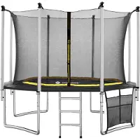 Springos Trampoline voor Kinderen en Volwassenen Rond Ø 365 cm met Veiligheidsnet en Ladder