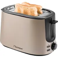 Bestron Broodrooster ATS1000SAT - 1000W - 7 Bruiningsniveau's - 2 Broodsleuven voor 2 boterhammen - Beige - 5 jaar garantie