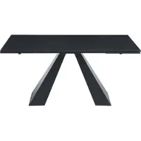 Vente-unique Verlengbare eettafel 6 tot 10 plaatsen van gehard glas, keramiek en metaal - Zwart marmereffect - LOZIPA van Pascal MORABITO