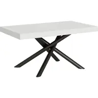 Itamoby - Uittrekbare eettafel 160/420 x 90 cm, materiaal: Famas Esche, kleur: wit, poten: antraciet