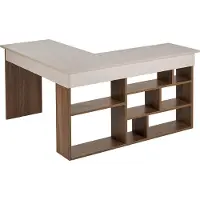 Vente-unique Hoekbureau met opbergruimte - Kleur: Beige en donker naturel - LILEUL