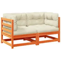 vidaXL 2-delige Loungeset met kussens massief grenenhout wasbruin