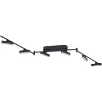LINDBY LED spot Eldrin, zwart, 6-lamps, lichtstrip dimbaar, zwart, Woon-/ Eetkamer, metaal, Modern, LED plafondlamp