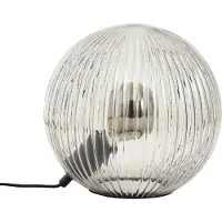 Brilliant Bol tafellamp Belado geribbeld met smoke glas